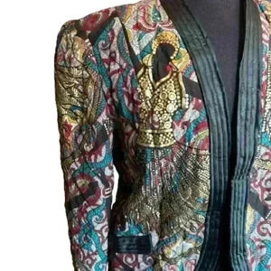 Vintage Silk Davide Cenci Gold Shimmer Quilted Woman’s Jacket Size M